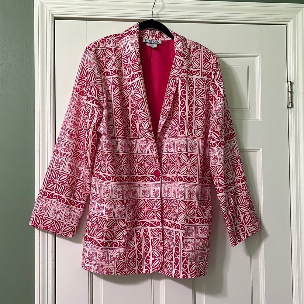 Vintage BFA Classics women’s 14 ocean theme pink blazer jacket coastal business
